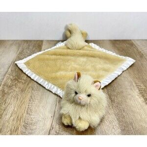 14" Lori Turner My Banky Lynn Kitty Cat Baby Lovey Plush Blanket Satin Trim Tan